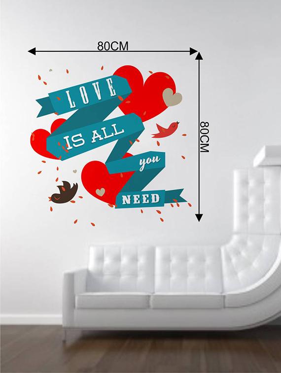 Rawpockets Wall Decals ' Love is All We Need ' Wall stickers (PVC Vinyl) Multicolour - 15733772 - Zoom Image - 2