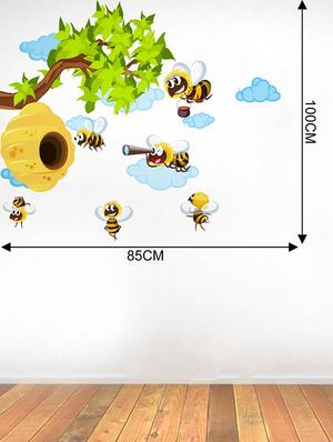 Rawpockets Wall Decals ' Bee Story ' Wall stickers (PVC Vinyl) Multicolour - 15733775 - Standard Image - 2