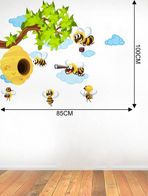 Rawpockets Wall Decals ' Bee Story ' Wall stickers (PVC Vinyl) Multicolour - 15733775 - Zoom Image - 2