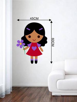 Rawpockets Wall Decals ' Cute Girl with Flower ' Wall stickers (PVC Vinyl) Multicolour - 15733787 - Standard Image - 2
