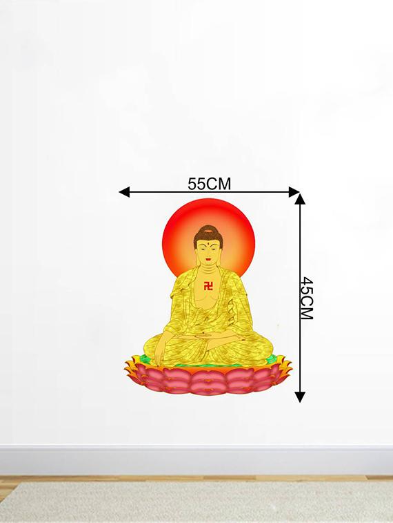Rawpockets Wall Decals ' God Buddha on Lotus flower ' Wall stickers (PVC Vinyl) Multicolour - 15733802 - Zoom Image - 2