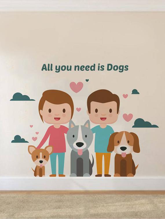 Rawpockets Wall Decals ' All You Need is Dogs ' Wall stickers (PVC Vinyl) Multicolour - 15733804 - Zoom Image - 2