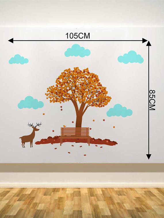 Rawpockets Wall Decals ' Beautiful Tree and the Deer ' Wall stickers (PVC Vinyl) Multicolour - 15733808 - Zoom Image - 2