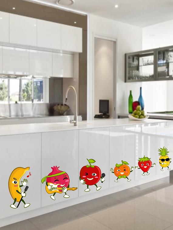 Rawpockets Wall Decals ' Fruits Cartoon ' Wall stickers (PVC Vinyl) Multicolour - 15733818 - Zoom Image - 2