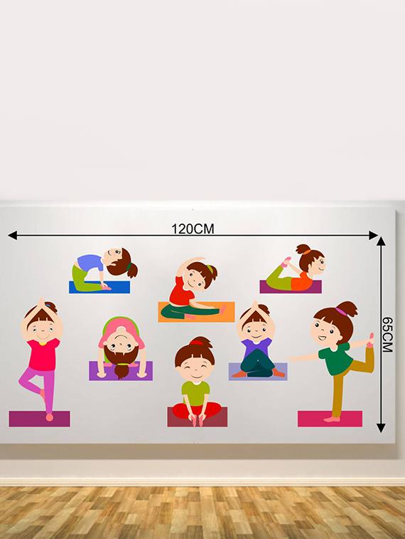 Rawpockets Wall Decals ' Kids Yoga Positions ' Wall stickers (PVC Vinyl) Multicolour - 15733821 - Zoom Image - 2