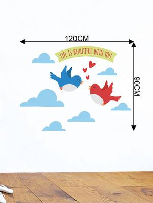 Rawpockets Wall Decals ' Life is Beautiful With You Quote ' Wall stickers (PVC Vinyl) Multicolour - 15733828 - Standard Image - 2