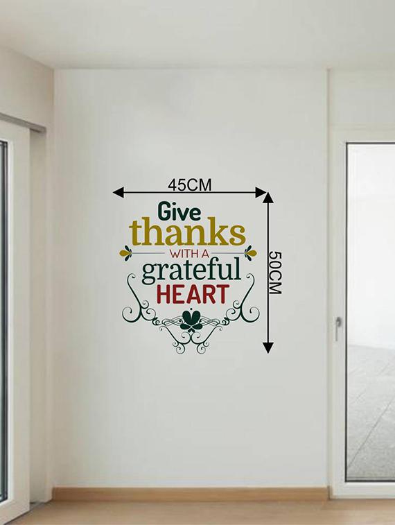 Rawpockets Wall Decals ' Give Thanks With a Greatful Heart - Quote ' Wall stickers (PVC Vinyl) Multicolour - 15733832 - Zoom Image - 2