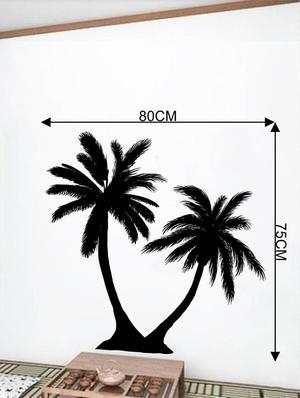 Rawpockets Wall Decals ' Twin Coconut Tree Black ' Wall stickers (PVC Vinyl) Multicolour - 15733835 - Standard Image - 2