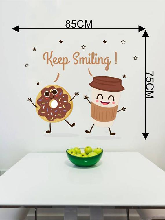 Rawpockets Wall Decals ' Kitchen Room : Keep Smiling ' Wall stickers (PVC Vinyl) Multicolour - 15733842 - Zoom Image - 2