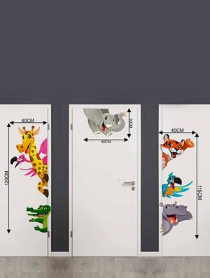 Rawpockets Wall Decals ' Door Decals : Cartoon Kids Animals ' Wall stickers (PVC Vinyl) Multicolour - 15733843 - Standard Image - 2