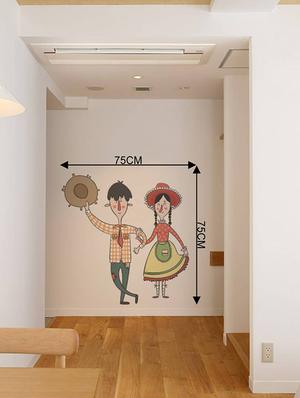 Rawpockets Wall Decals ' Couple Farmer ' Wall stickers (PVC Vinyl) Multicolour - 15733844 - Standard Image - 2