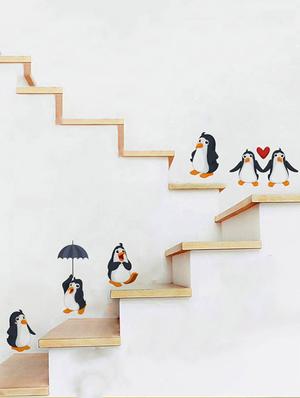Rawpockets Wall Decals ' Living Room : Funny Penguins ' Wall stickers (PVC Vinyl) Multicolour - 15733863 - Standard Image - 2