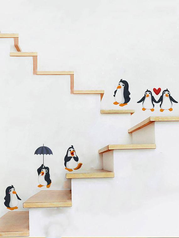 Rawpockets Wall Decals ' Living Room : Funny Penguins ' Wall stickers (PVC Vinyl) Multicolour - 15733863 - Zoom Image - 2
