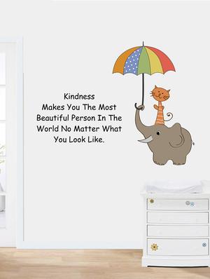 Rawpockets Wall Decals ' Kindness Quote and Cartoon ' Wall stickers (PVC Vinyl) Multicolour - 15733868 - Standard Image - 2