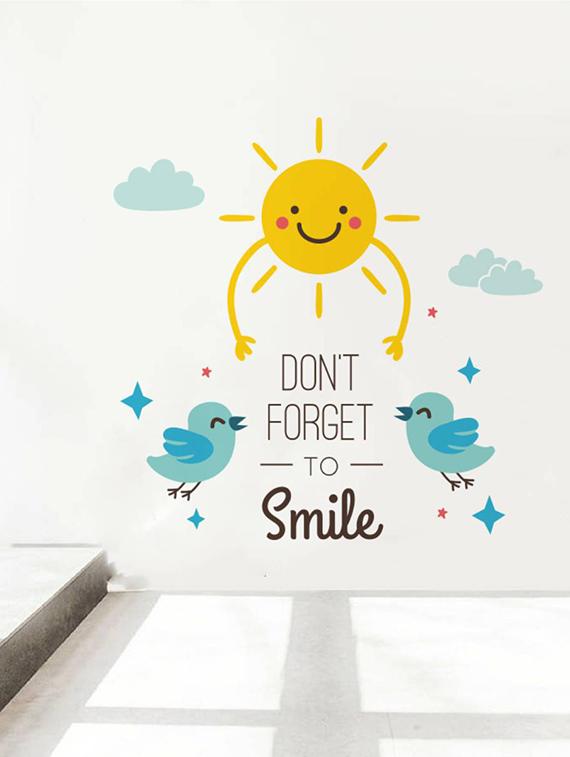 Rawpockets Wall Decals ' Don't Forget To Smile ' Wall stickers (PVC Vinyl) Multicolour - 15733875 - Zoom Image - 2
