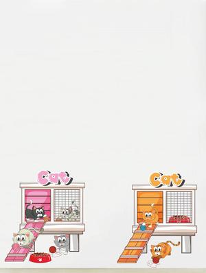 Rawpockets Wall Decals ' Cat House ' Wall stickers (PVC Vinyl) Multicolour - 15733876 - Standard Image - 2
