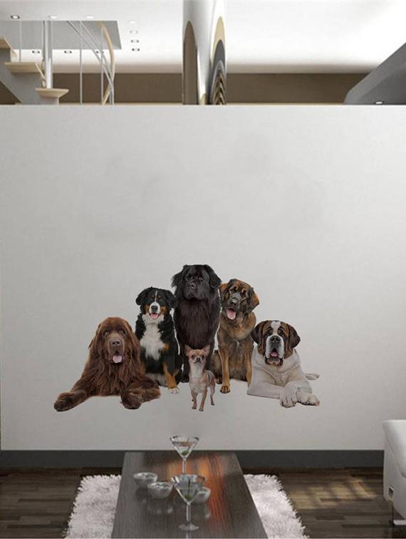 Rawpockets Wall Decals ' Living Room Cute Dog Family ' Wall stickers (PVC Vinyl) Multicolour - 15733883 - Zoom Image - 2