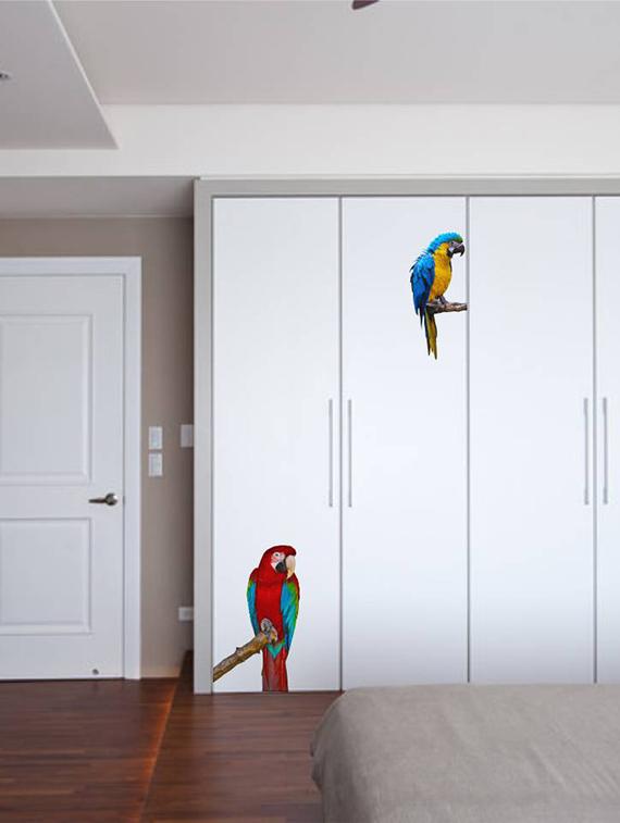 Rawpockets Wall Decals ' Green Wing Macaw Parrot ' Wall stickers (PVC Vinyl) Multicolour - 15733887 - Zoom Image - 2