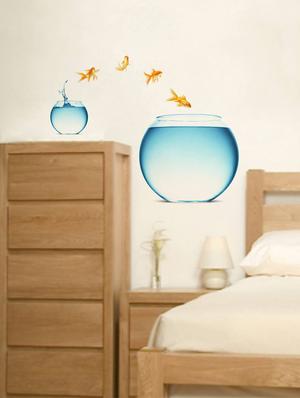 Rawpockets Wall Decals ' Bed Room Fish Pot ' Wall stickers (PVC Vinyl) Multicolour - 15733892 - Standard Image - 2