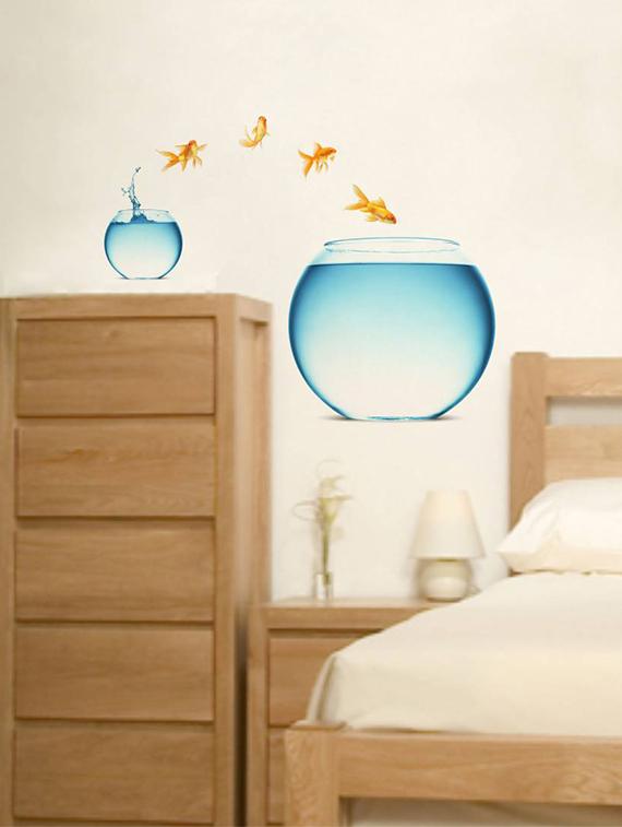 Rawpockets Wall Decals ' Bed Room Fish Pot ' Wall stickers (PVC Vinyl) Multicolour - 15733892 - Zoom Image - 2