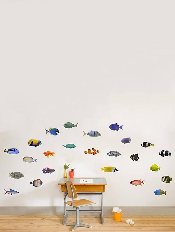 Rawpockets Wall Decals ' Living Room Fish Family ' Wall stickers (PVC Vinyl) Multicolour - 15733893 - Zoom Image - 2