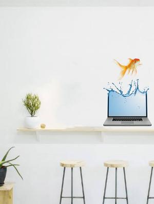 Rawpockets Wall Decals ' Fish and Laptop Abstract ' Wall stickers (PVC Vinyl) Multicolour - 15733900 - Standard Image - 2