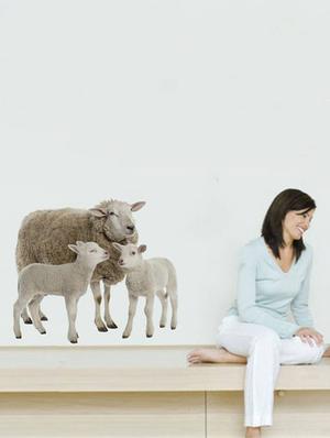 Rawpockets Wall Decals ' Sheep Family ' Wall stickers (PVC Vinyl) Multicolour - 15733905 - Standard Image - 2
