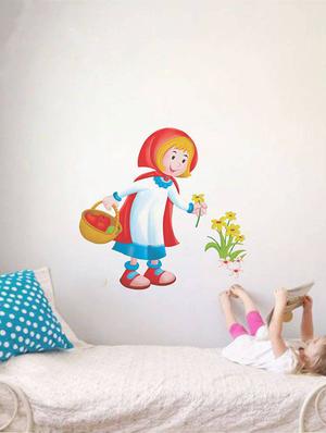Rawpockets Wall Decals ' Cute Girl with Flowers ' Wall stickers (PVC Vinyl) Multicolour - 15733914 - Standard Image - 2