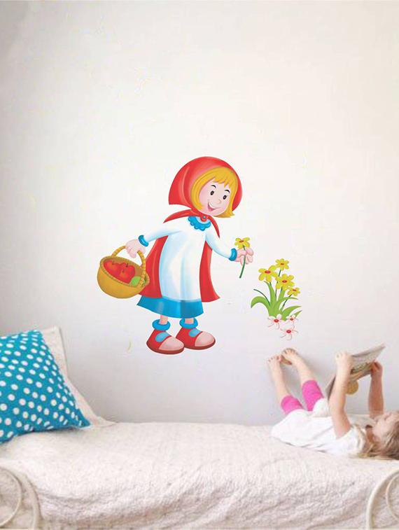 Rawpockets Wall Decals ' Cute Girl with Flowers ' Wall stickers (PVC Vinyl) Multicolour - 15733914 - Zoom Image - 2