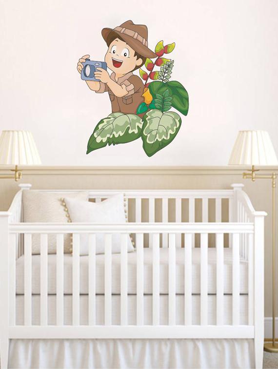 Rawpockets Wall Decals ' Cute Boy with Camera ' Wall stickers (PVC Vinyl) Multicolour - 15733920 - Zoom Image - 2