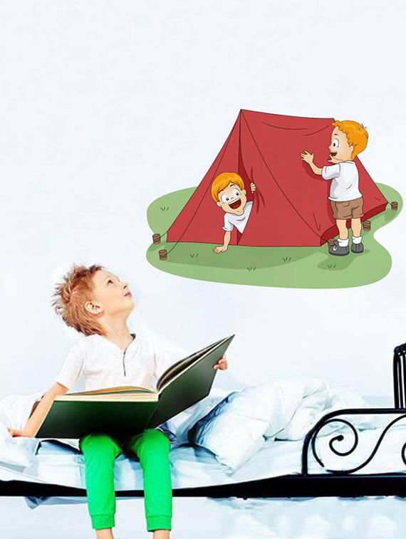 Rawpockets Wall Decals ' Kids and Tent ' Wall stickers (PVC Vinyl) Multicolour - 15733925 - Zoom Image - 2