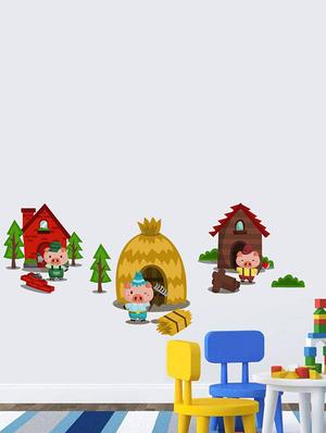 Rawpockets Wall Decals ' Pig House Story ' Wall stickers (PVC Vinyl) Multicolour - 15733927 - Standard Image - 2
