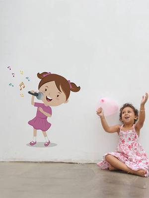Rawpockets Wall Decals ' Girl Singing Songs ' Wall stickers (PVC Vinyl) Multicolour - 15733931 - Standard Image - 2