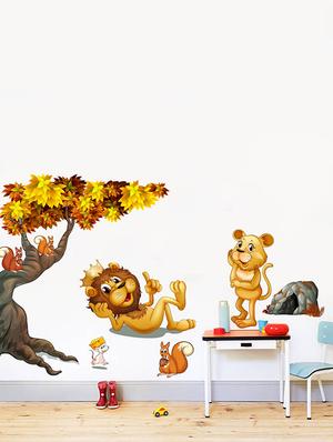Rawpockets Wall Decals ' Jungle Animals Story for Kids Room ' Wall stickers (PVC Vinyl) Multicolour - 15733932 - Standard Image - 2