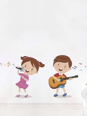 Rawpockets Wall Decals ' Boy and Girl Music Fun ' Wall stickers (PVC Vinyl) Multicolour - 15733934 - Standard Image - 2