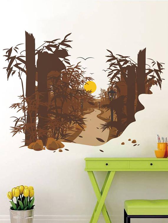 Rawpockets Wall Decals ' Beautiful Sunset Natural Scene ' Wall stickers (PVC Vinyl) Multicolour - 15733938 - Zoom Image - 2