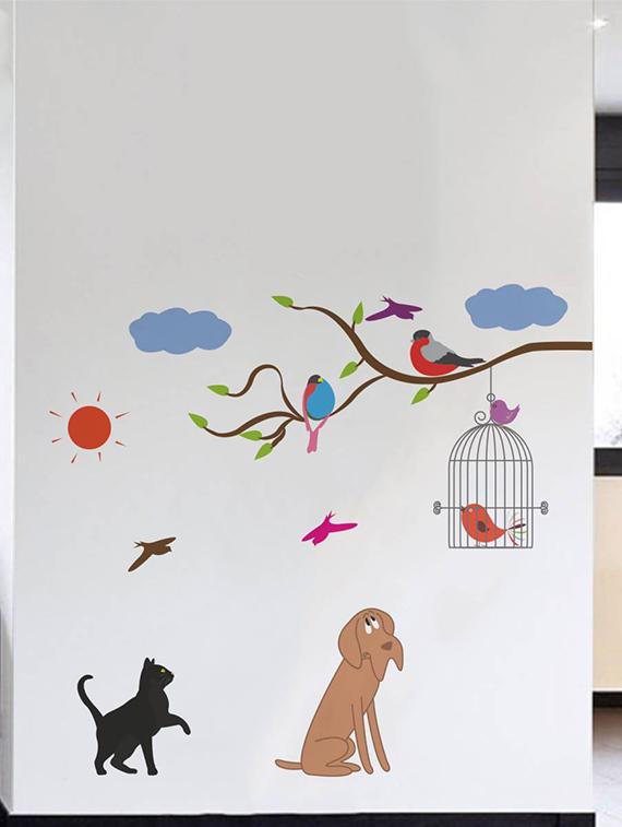 Rawpockets Wall Decals ' Birds and Animals ' Wall stickers (PVC Vinyl) Multicolour - 15733939 - Zoom Image - 2