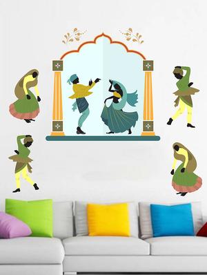 Rawpockets Wall Decals ' Indian Ethnical Group Dance ' Wall stickers (PVC Vinyl) Multicolour - 15733940 - Standard Image - 2