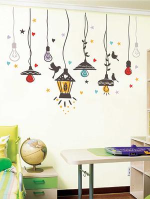 Rawpockets Wall Decals ' Birds Nest and Lights Sparkling ' Wall stickers (PVC Vinyl) Multicolour - 15733941 - Standard Image - 2