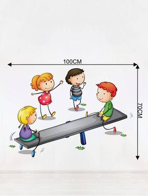 Rawpockets Wall Decals ' Kids Playing See Saw ' Wall stickers (PVC Vinyl) Multicolour - 15733945 - Standard Image - 2