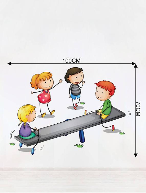 Rawpockets Wall Decals ' Kids Playing See Saw ' Wall stickers (PVC Vinyl) Multicolour - 15733945 - Zoom Image - 2