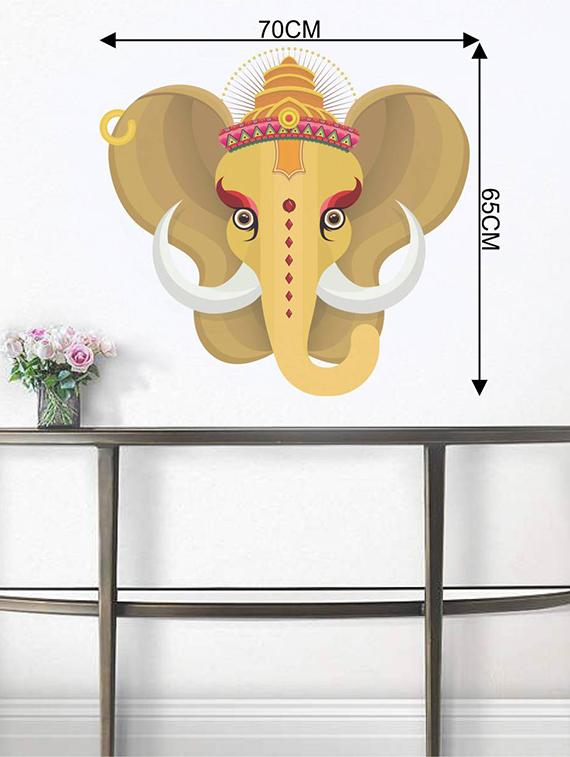 Rawpockets Wall Decals ' Lord Ganesha With White Tusk - Pooja Room ' Wall stickers (PVC Vinyl) Multicolour - 15733953 - Zoom Image - 2