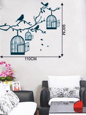 Rawpockets Wall Decals ' Multiple Bird Cage ' Wall stickers (PVC Vinyl) Multicolour - 15733955 - Standard Image - 2
