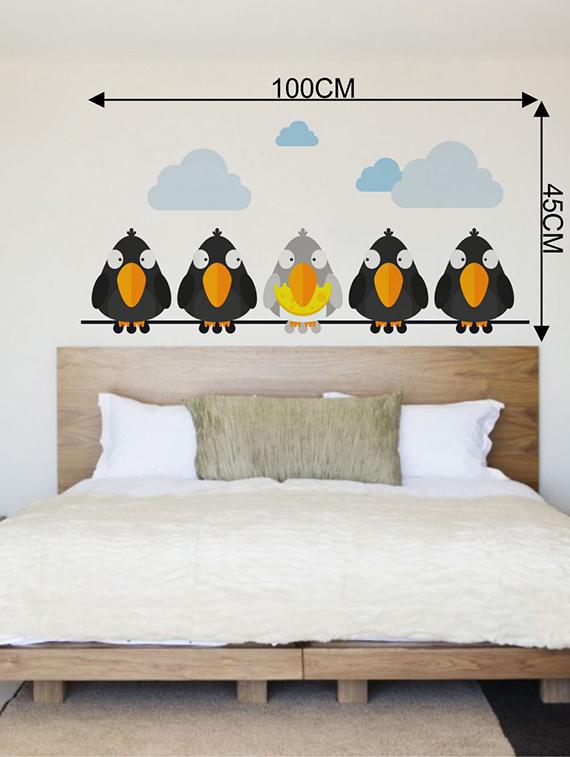 Rawpockets Wall Decals ' Bird Crow Story ' Wall stickers (PVC Vinyl) Multicolour - 15733959 - Zoom Image - 2