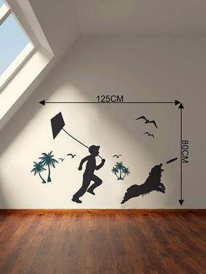 Rawpockets Wall Decals ' Boy and Dog Silhouettes ' Wall stickers (PVC Vinyl) Multicolour - 15733960 - Standard Image - 2