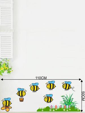 Rawpockets Wall Decals ' Bee and Nature ' Wall stickers (PVC Vinyl) Multicolour - 15733963 - Standard Image - 2