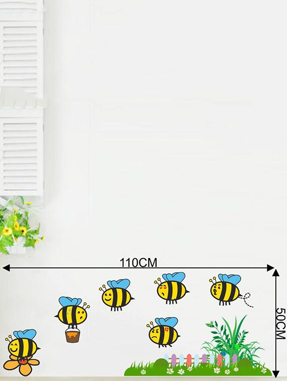 Rawpockets Wall Decals ' Bee and Nature ' Wall stickers (PVC Vinyl) Multicolour - 15733963 - Zoom Image - 2