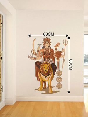 Rawpockets Wall Decals ' Durga Devi with Lion ' Wall stickers (PVC Vinyl) Multicolour - 15733967 - Standard Image - 2