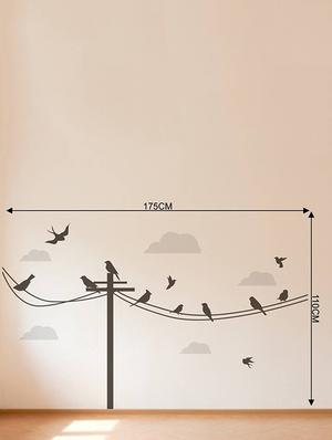 Rawpockets Wall Decals ' Birds Story on Post ' Wall stickers (PVC Vinyl) Multicolour - 15733969 - Standard Image - 2
