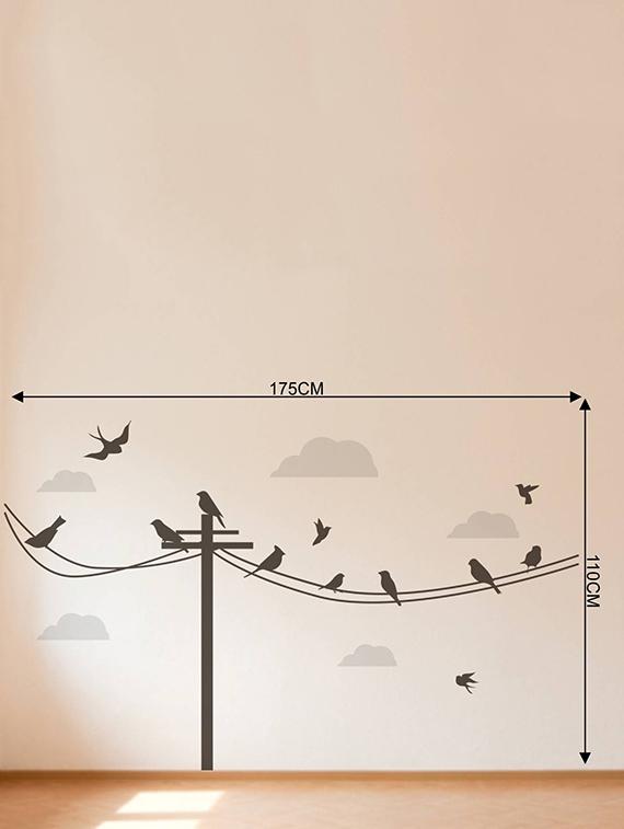 Rawpockets Wall Decals ' Birds Story on Post ' Wall stickers (PVC Vinyl) Multicolour - 15733969 - Zoom Image - 2